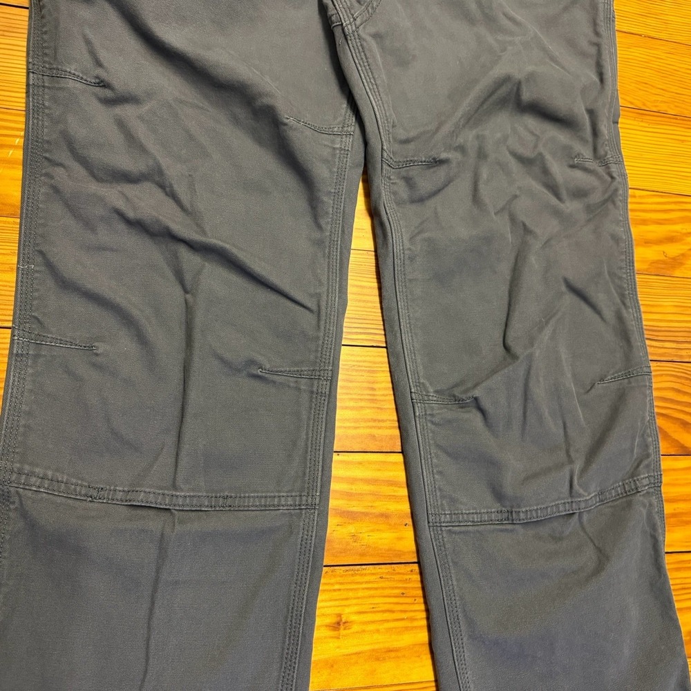 Carhartt Canvas Mens 36 x 32 Gray Double Knee Rugged Flex Relax Fit BN2802-M - Picture 7 of 11